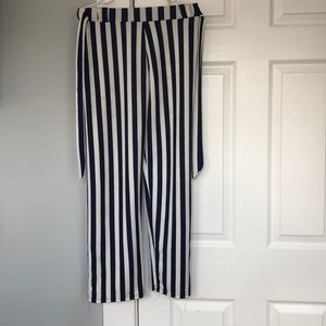 blue and white palazzo pants